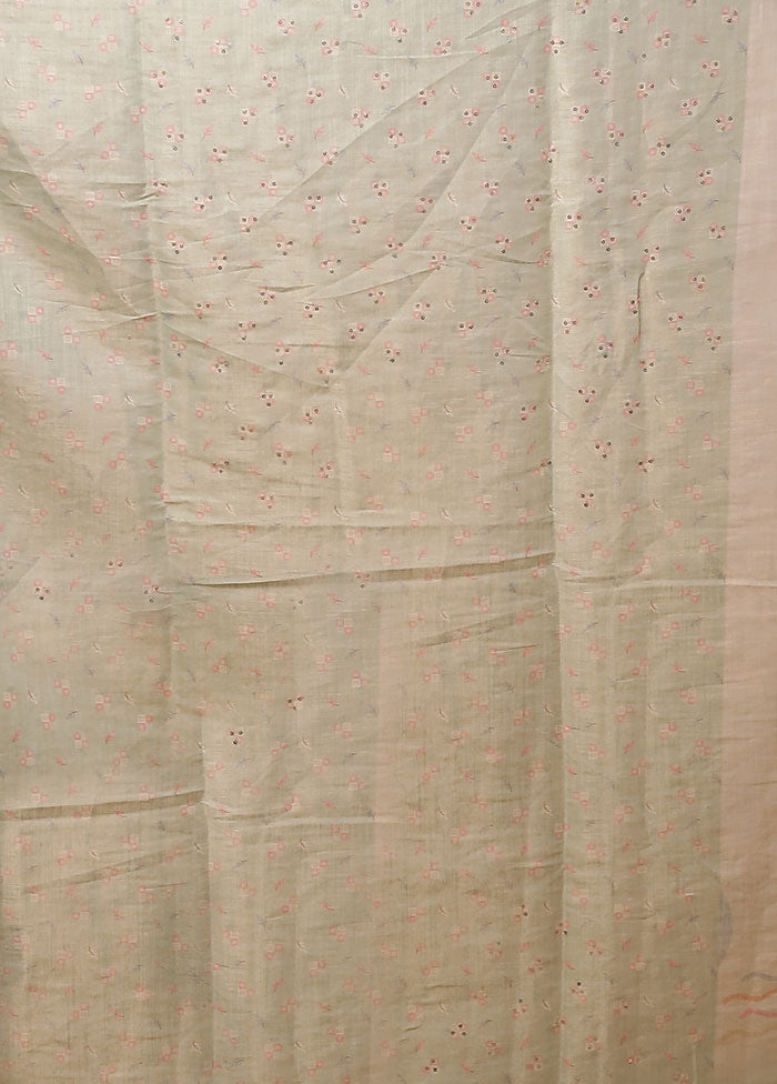 Green Linen Silk Saree With Blouse Piece