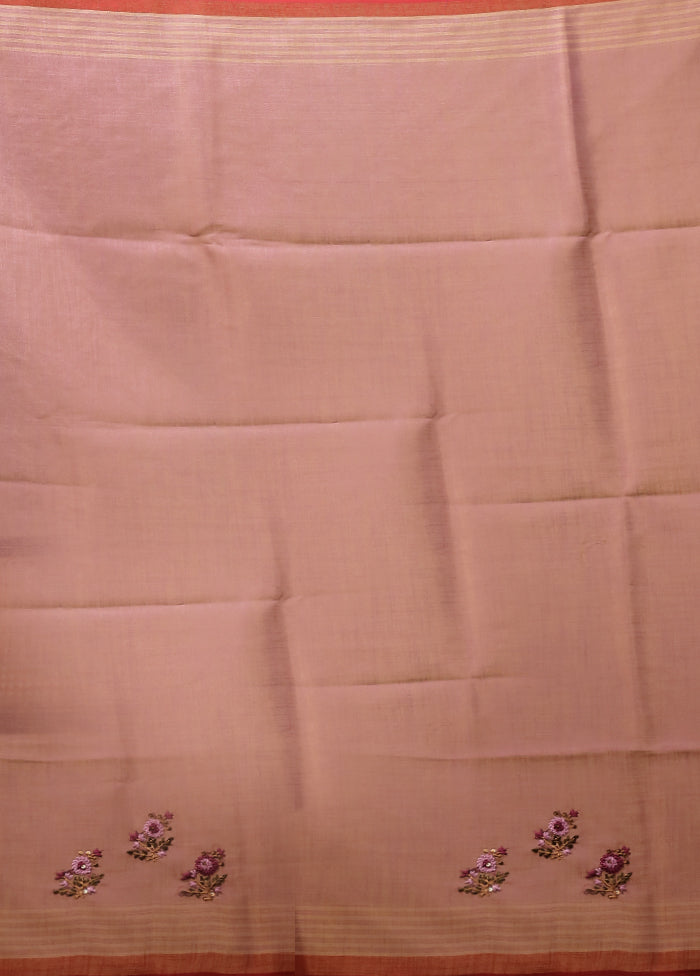 Purple Linen Silk Saree With Blouse Piece