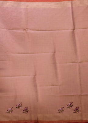 Purple Linen Silk Saree With Blouse Piece