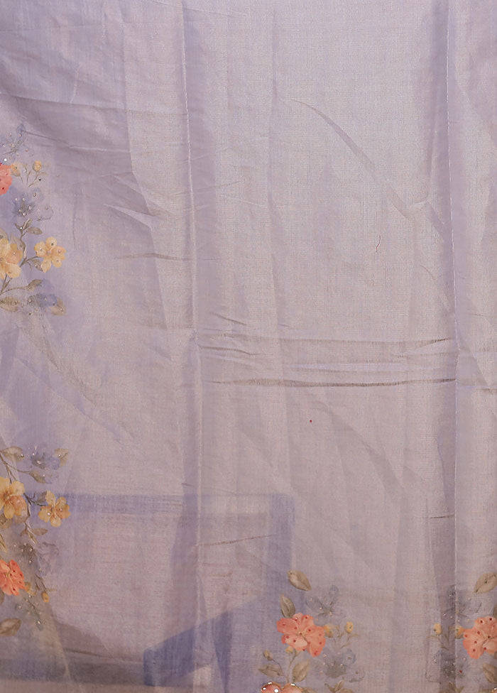 Blue Linen Silk Saree With Blouse Piece