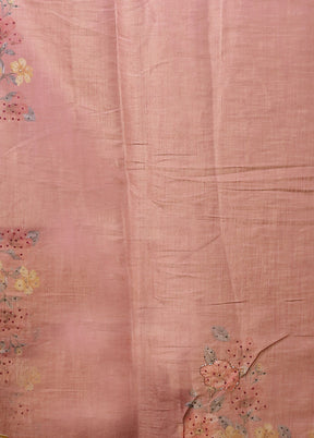 Pink Linen Silk Saree With Blouse Piece