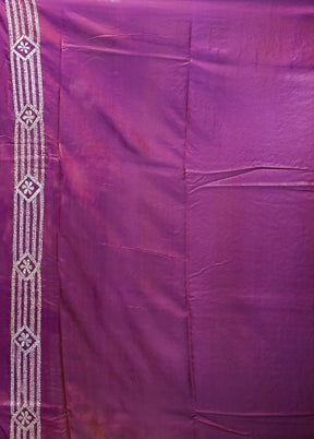Purple Kantha Stitch Silk Saree With Blouse Piece