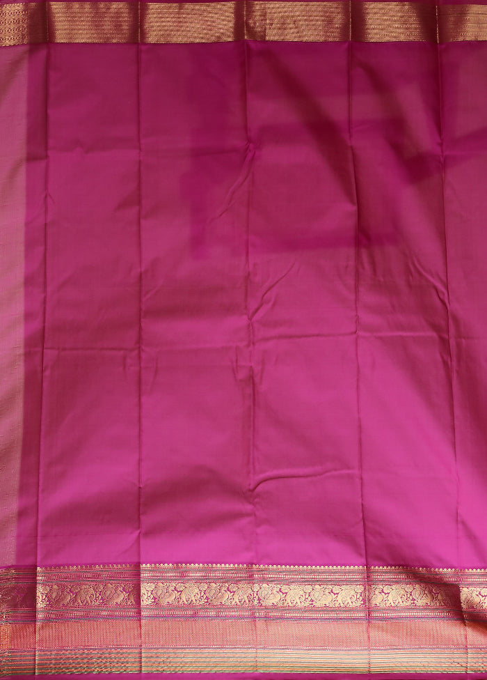 Pink Kanjivaram Silk Saree With Blouse Piece