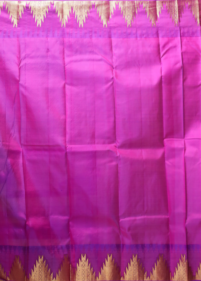 Yellow Handloom Kanchipuram Pure Silk Saree With Blouse Piece
