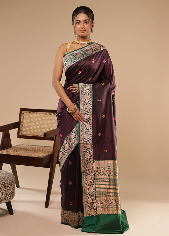 Black Handloom Katan Pure Silk Saree With Blouse Piece