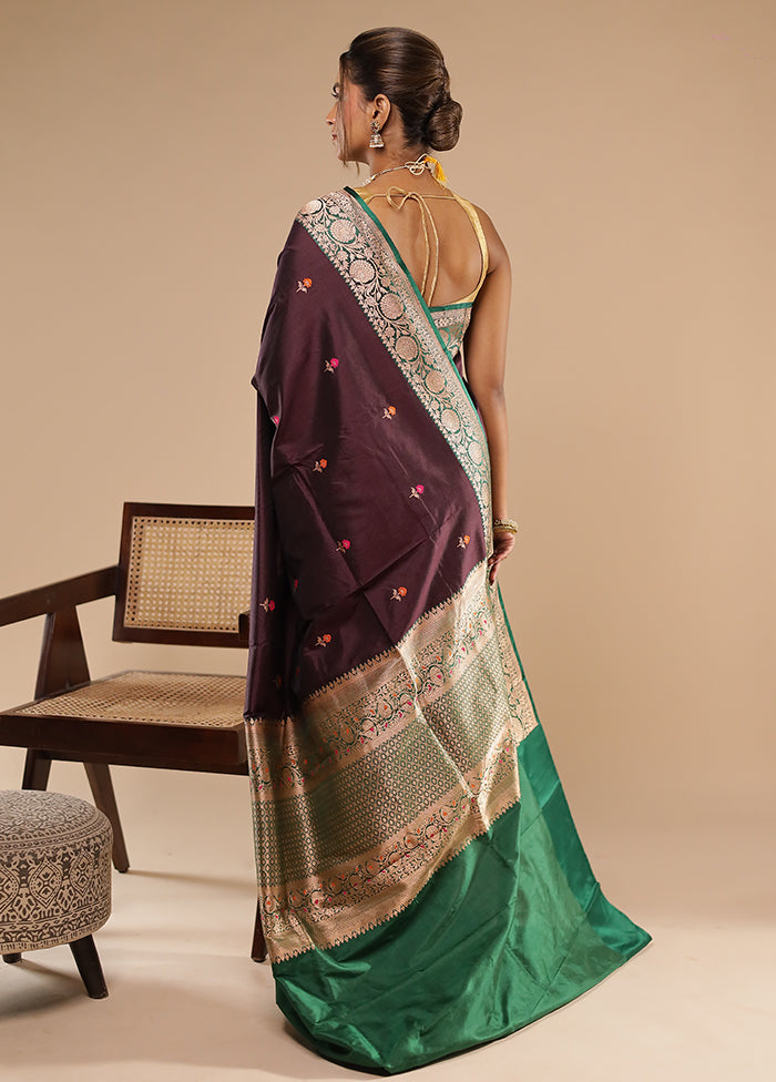 Black Handloom Katan Pure Silk Saree With Blouse Piece