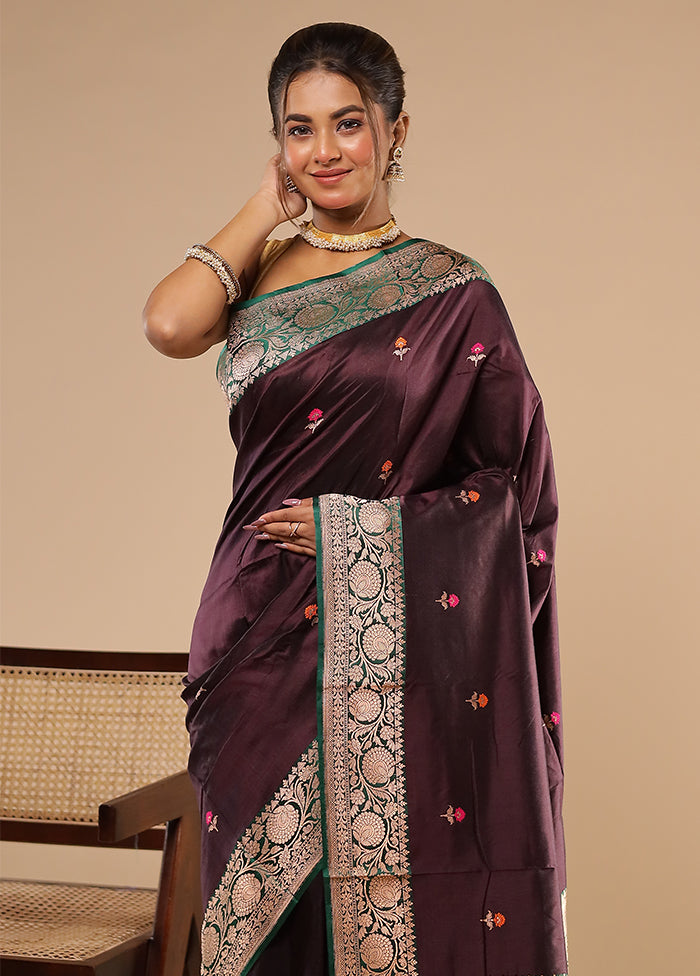 Black Handloom Katan Pure Silk Saree With Blouse Piece