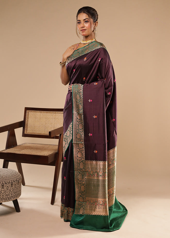 Black Handloom Katan Pure Silk Saree With Blouse Piece