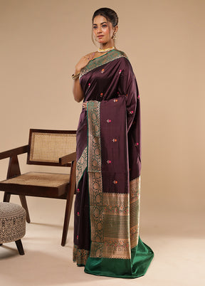 Black Handloom Katan Pure Silk Saree With Blouse Piece