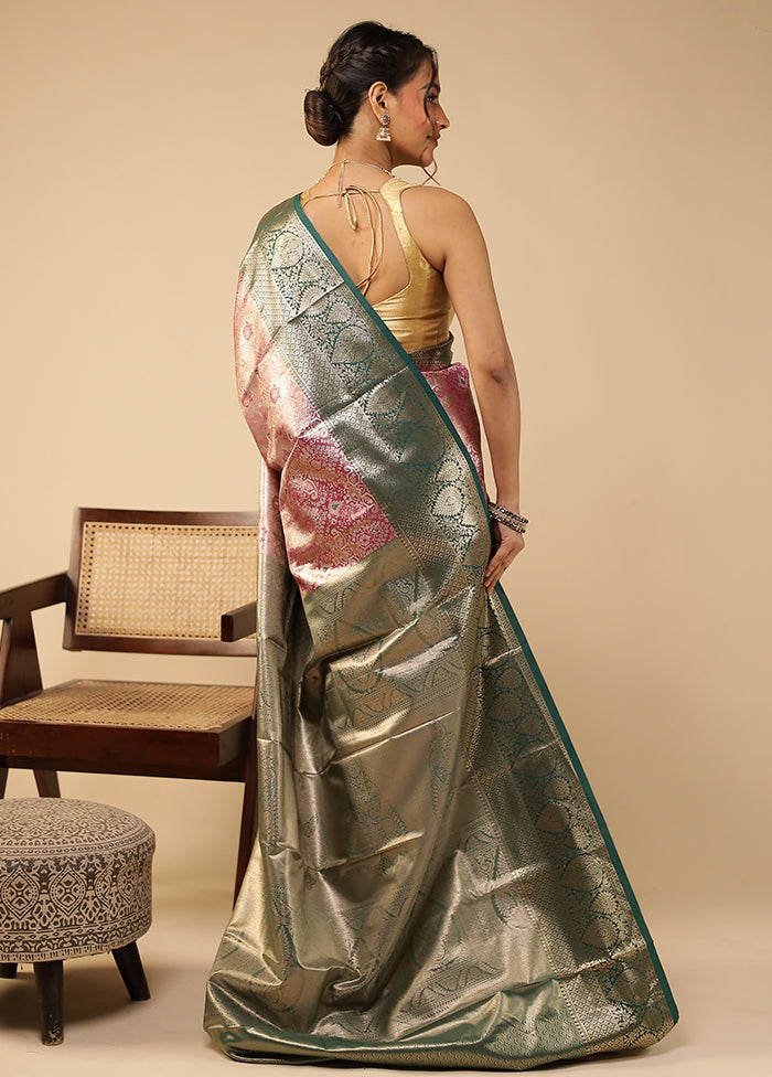 Purple Kanjivaram Silk Saree With Blouse Piece