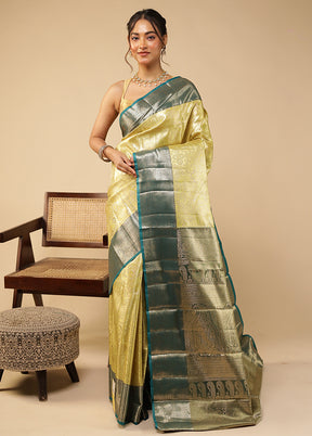 Orange Kanjivaram Silk Saree With Blouse Piece