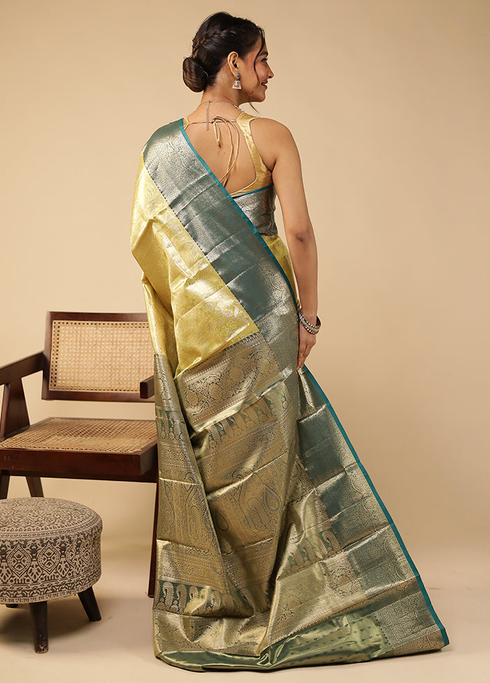 Orange Kanjivaram Silk Saree With Blouse Piece