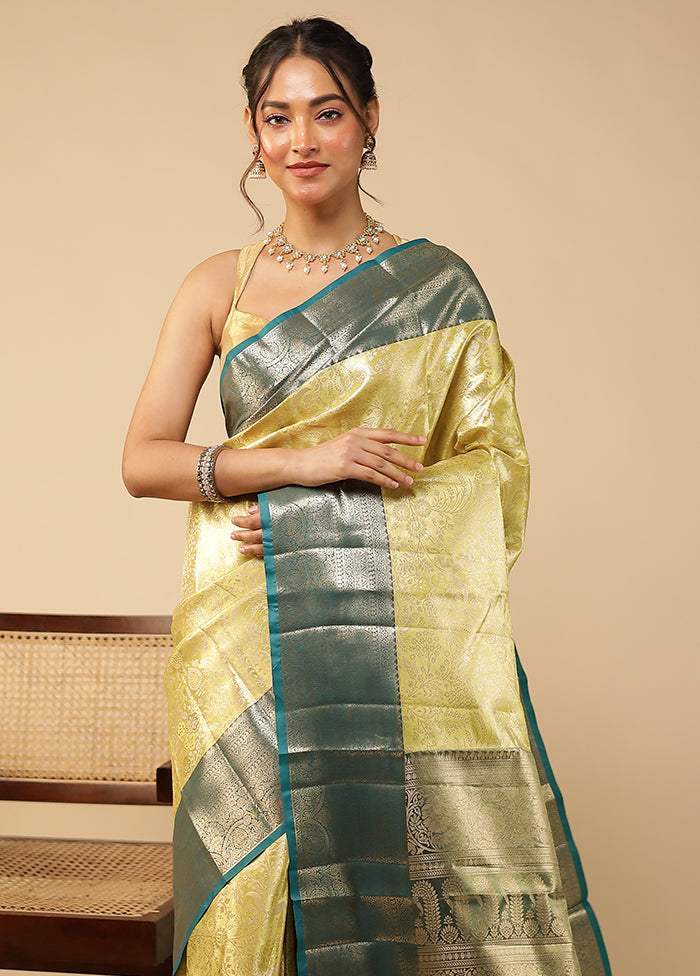Orange Kanjivaram Silk Saree With Blouse Piece