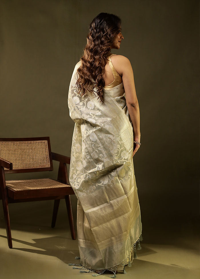 Grey Tissue Silk Saree With Blouse Piece