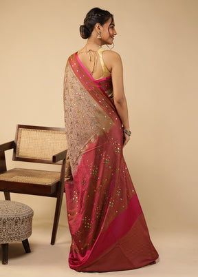 Pink Tanchoi Silk Saree With Blouse Piece