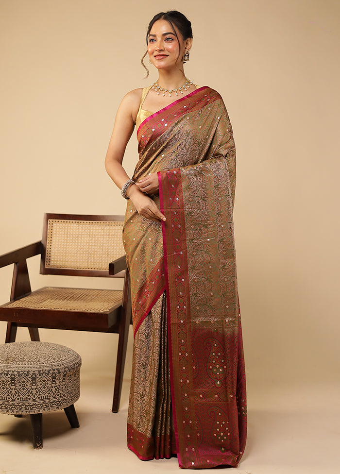 Pink Tanchoi Silk Saree With Blouse Piece