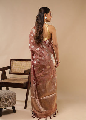 Pink Tissue Silk Saree With Blouse Piece