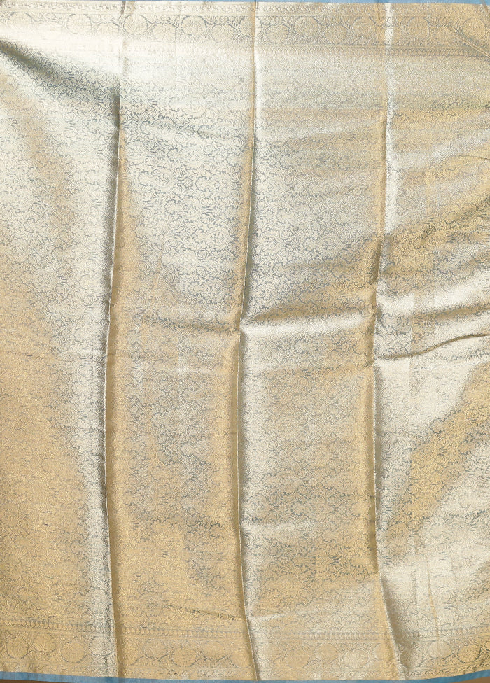 Blue Tissue Silk Saree With Blouse Piece