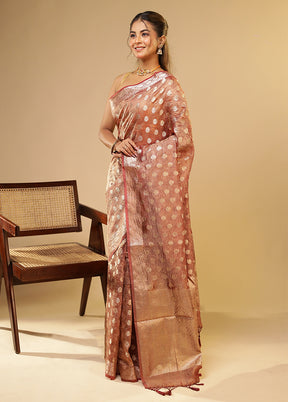 Maroon Tissue Silk Saree With Blouse Piece