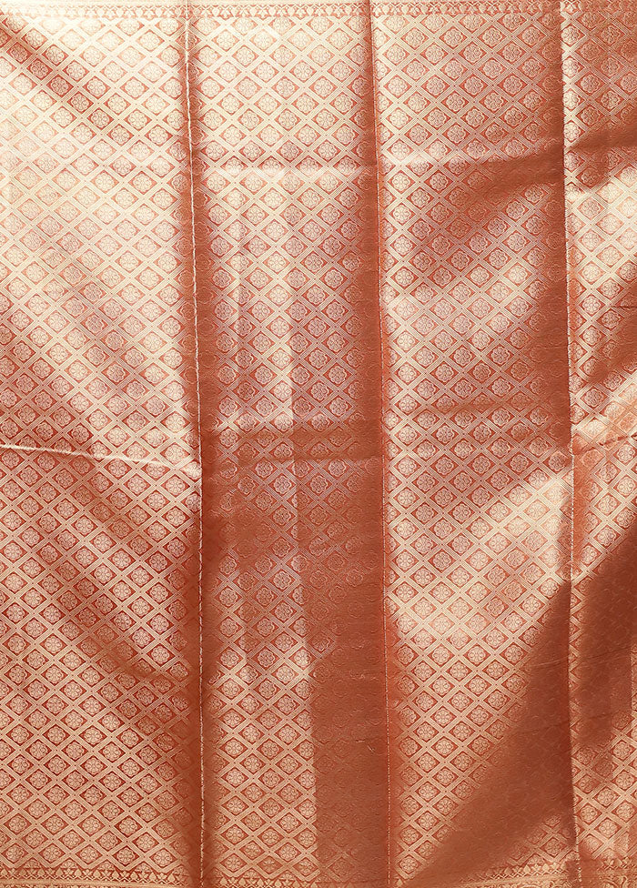 Rust Tissue Silk Saree With Blouse Piece