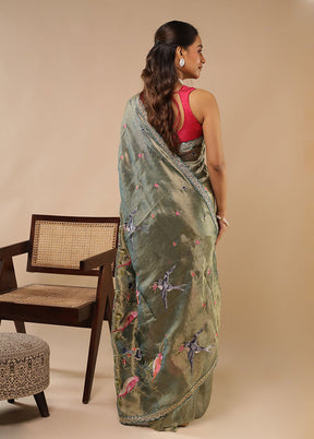 Multicolor Tissue Silk Saree With Blouse Piece