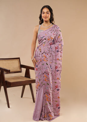 Ghee Ka Diya Duo – Multicolor Tanchoi & Purple Chiffon Sarees