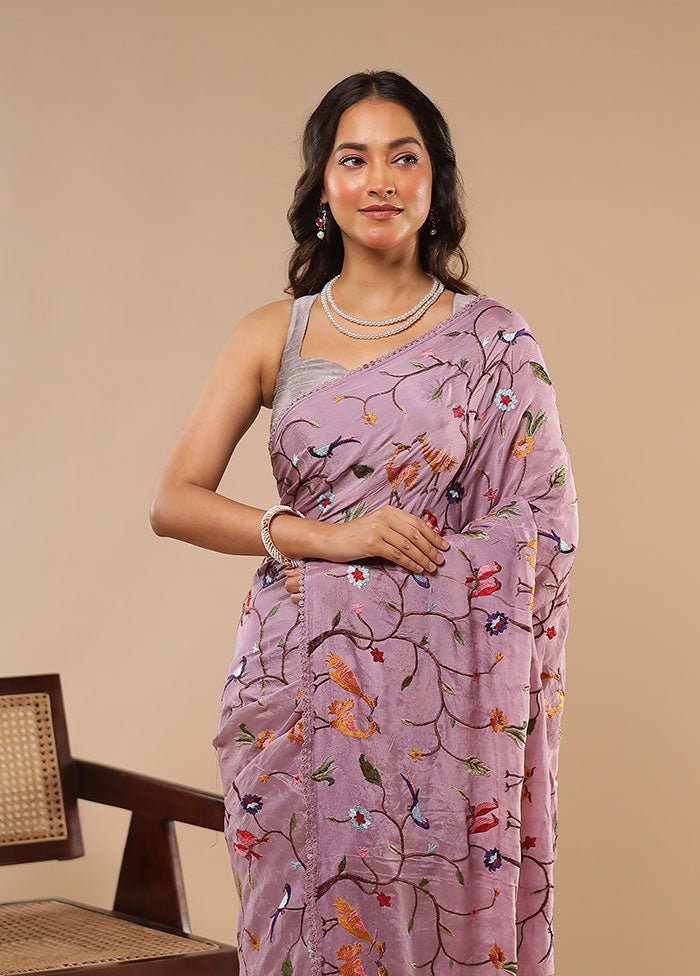 Ghee Ka Diya Duo – Multicolor Tanchoi & Purple Chiffon Sarees