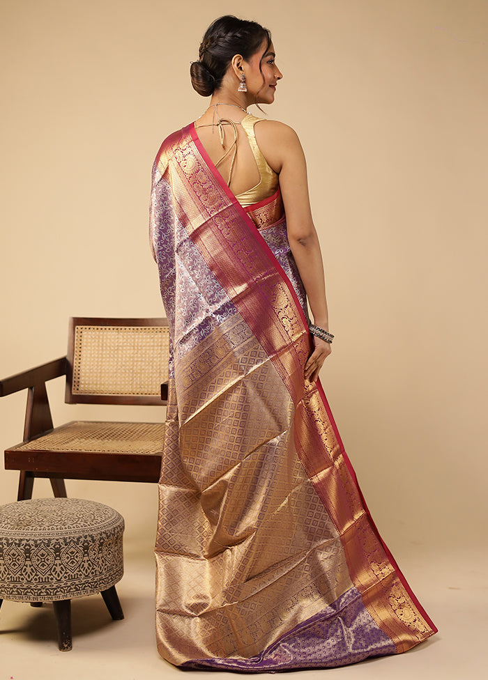 Blue Kanjivaram Silk Saree With Blouse Piece