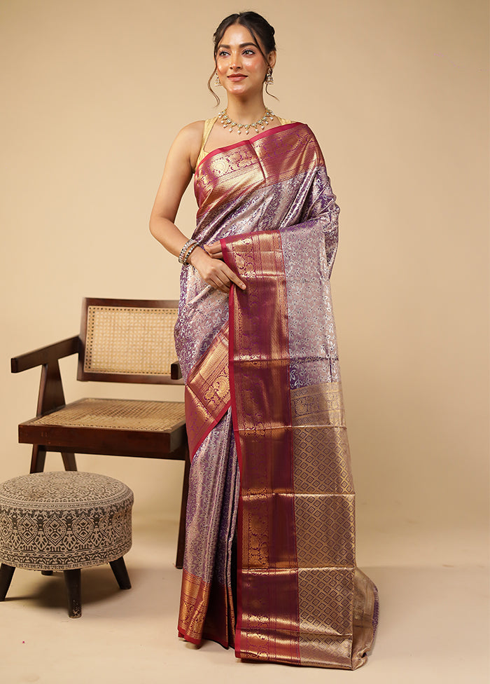 Blue Kanjivaram Silk Saree With Blouse Piece