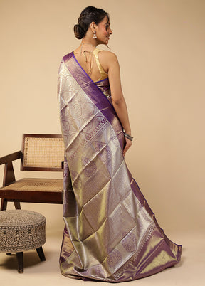 Blue Kanjivaram Silk Saree With Blouse Piece