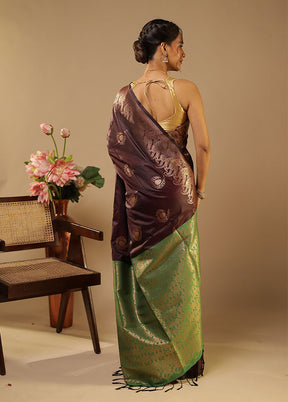 Maroon Kanjivaram Silk Saree With Blouse Piece