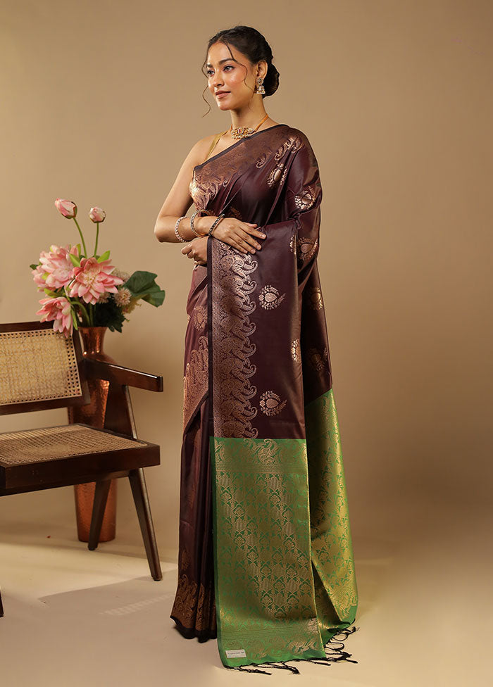 Maroon Kanjivaram Silk Saree With Blouse Piece