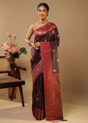 Maroon Kanjivaram Silk Saree With Blouse Piece