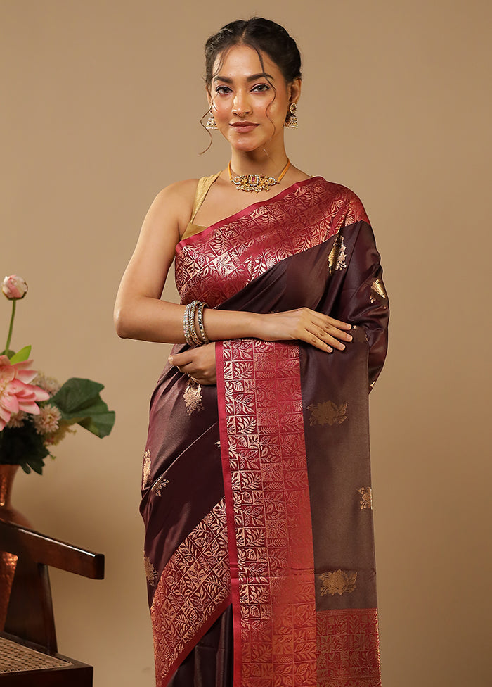 Maroon Kanjivaram Silk Saree With Blouse Piece