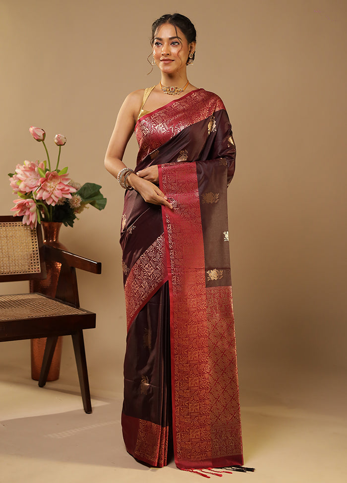 Maroon Kanjivaram Silk Saree With Blouse Piece