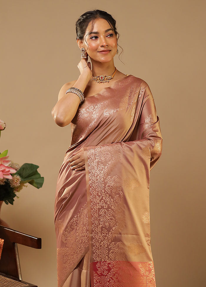 Pink Kanjivaram Silk Saree With Blouse Piece
