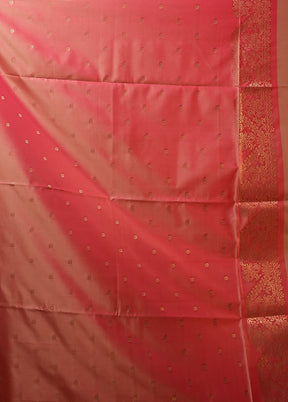 Pink Kanjivaram Silk Saree With Blouse Piece