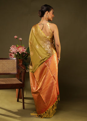 Yellow Kanjivaram Silk Saree With Blouse Piece
