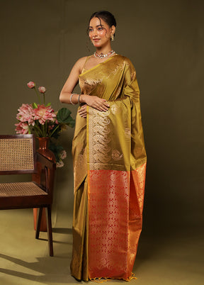 Yellow Kanjivaram Silk Saree With Blouse Piece