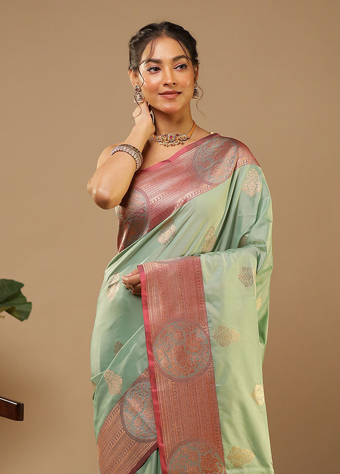 Green Kanjivaram Silk Saree With Blouse Piece