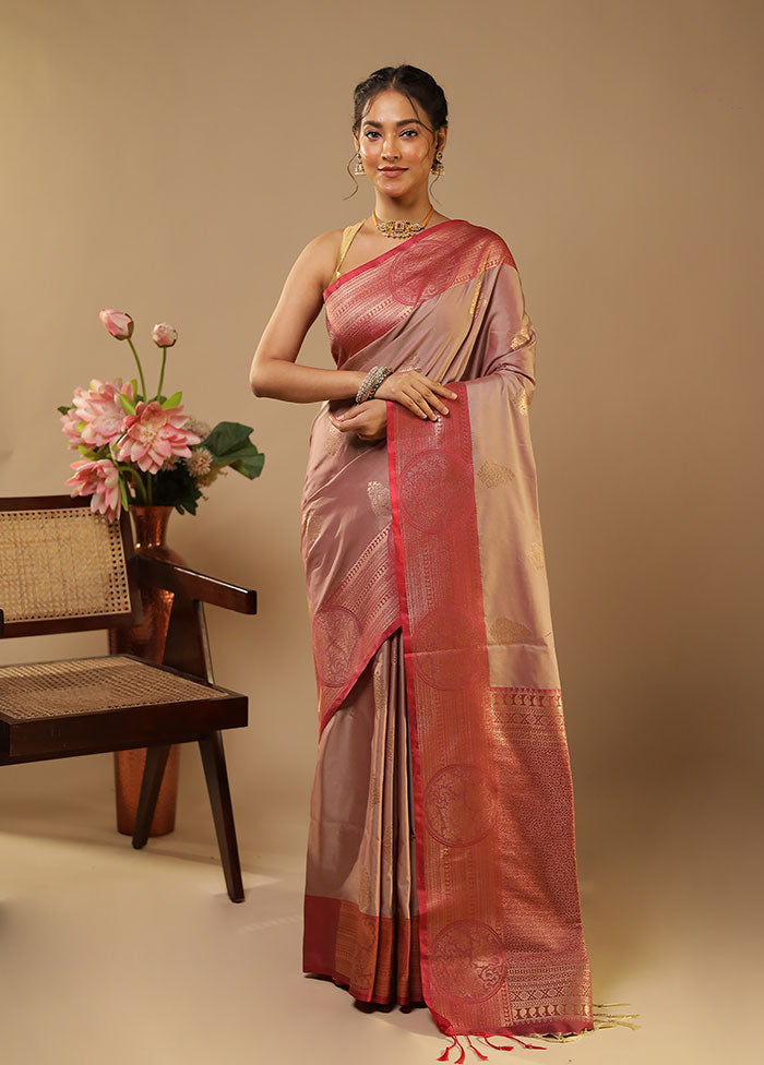 Purple Kanjivaram Silk Saree With Blouse Piece