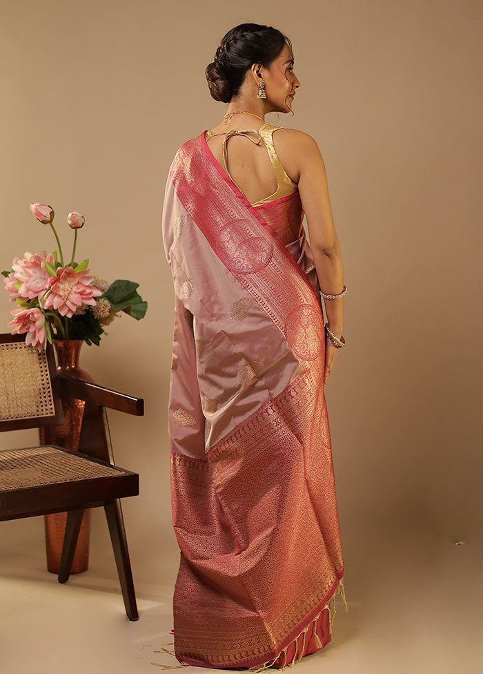 Purple Kanjivaram Silk Saree With Blouse Piece