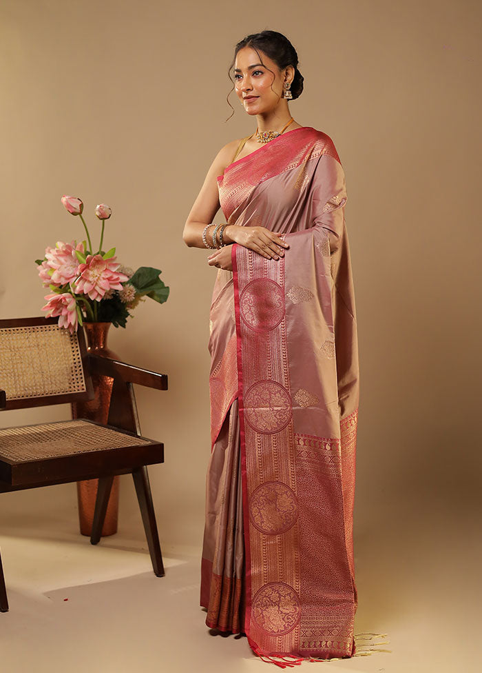 Purple Kanjivaram Silk Saree With Blouse Piece