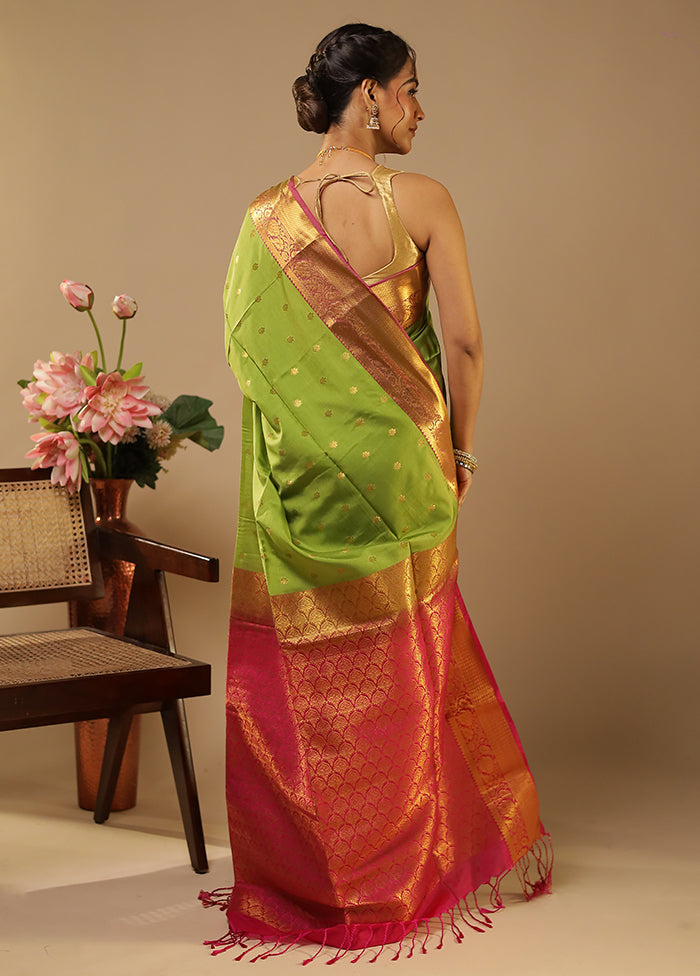 Green Kanjivaram Silk Saree With Blouse Piece