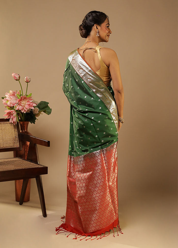 Green Kanjivaram Silk Saree With Blouse Piece