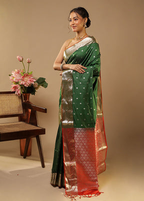 Green Kanjivaram Silk Saree With Blouse Piece