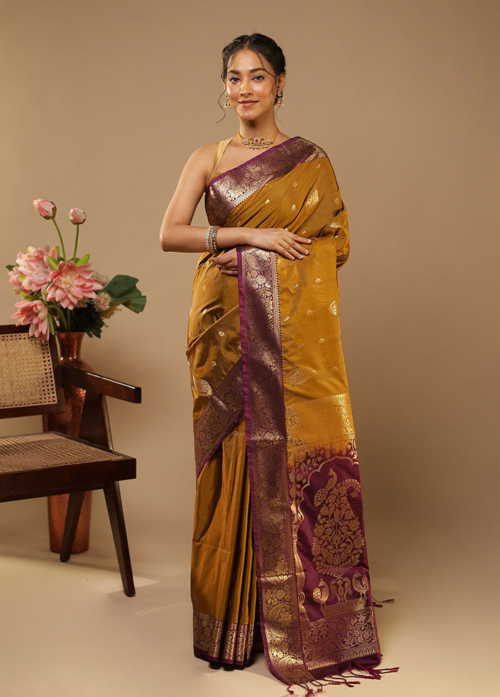 Grey Kanjivaram Silk Saree With Blouse Piece