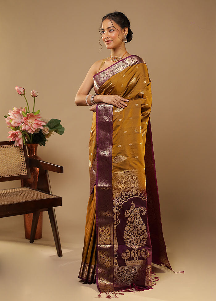 Grey Kanjivaram Silk Saree With Blouse Piece
