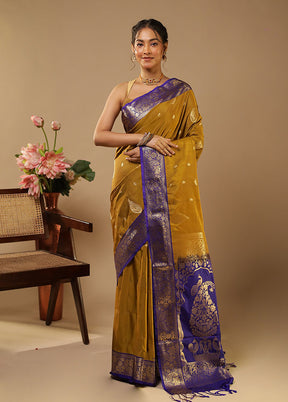 Yellow Kanjivaram Silk Saree With Blouse Piece