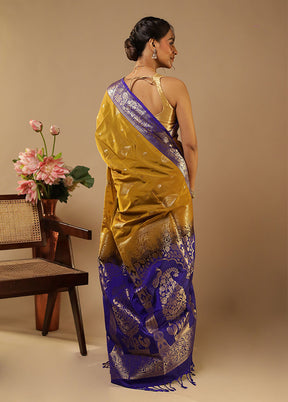 Yellow Kanjivaram Silk Saree With Blouse Piece
